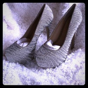 Brand new rhinestone encrusted sky high pumps